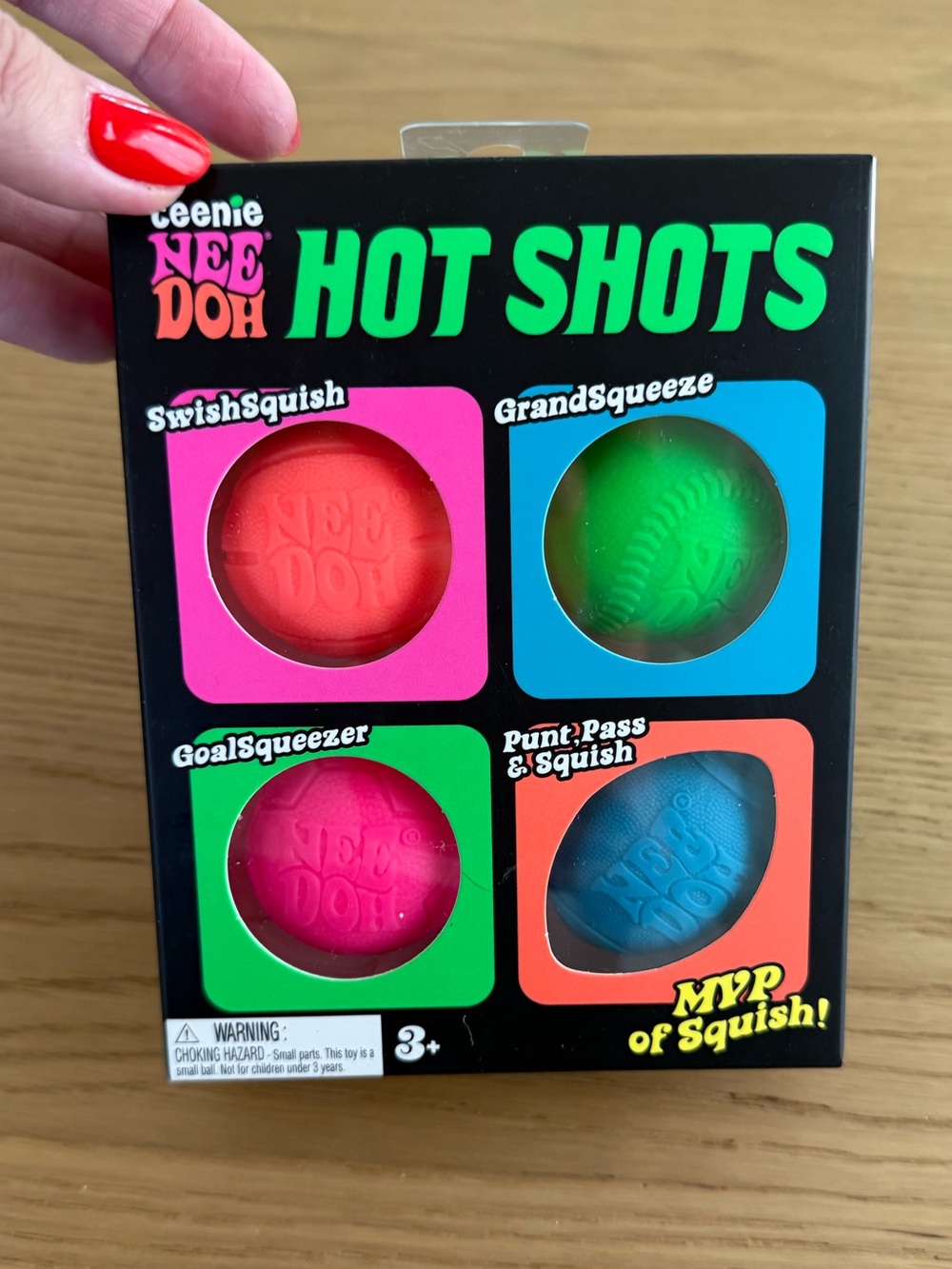 Teenie Nee Doh Hot Shots Squish Toy Set - Pink, Green, Red, Blue